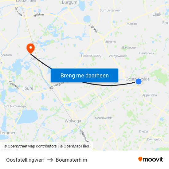 Ooststellingwerf to Boarnsterhim map