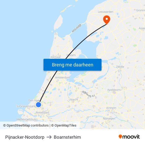 Pijnacker-Nootdorp to Boarnsterhim map