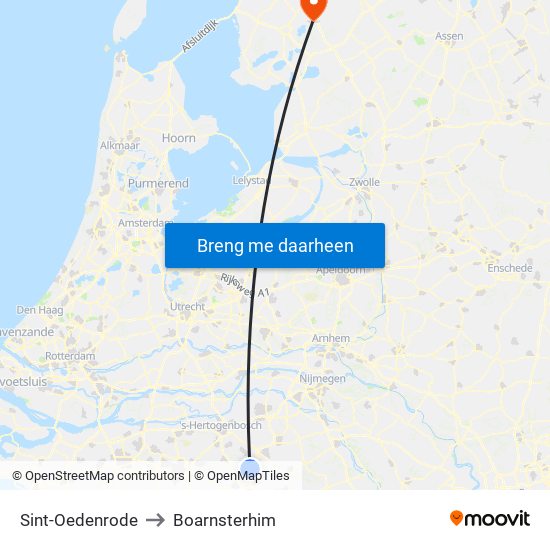 Sint-Oedenrode to Boarnsterhim map