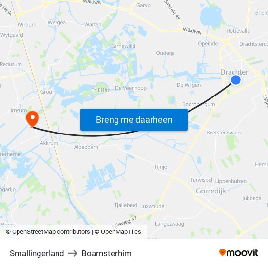 Smallingerland to Boarnsterhim map