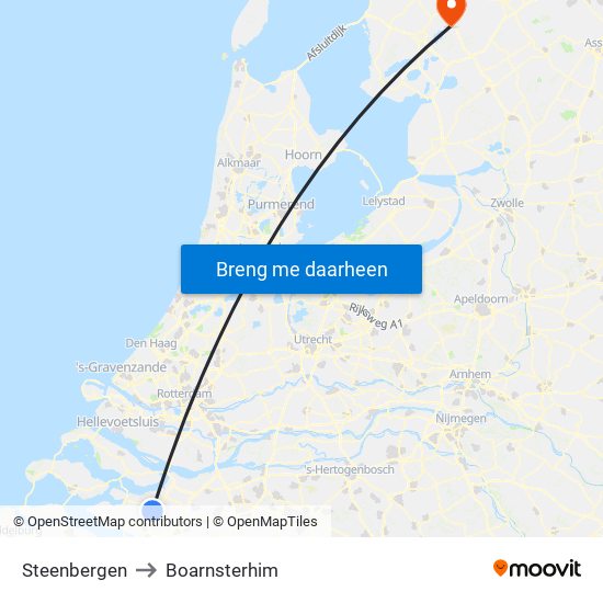 Steenbergen to Boarnsterhim map