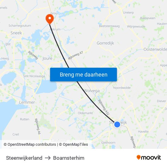 Steenwijkerland to Boarnsterhim map