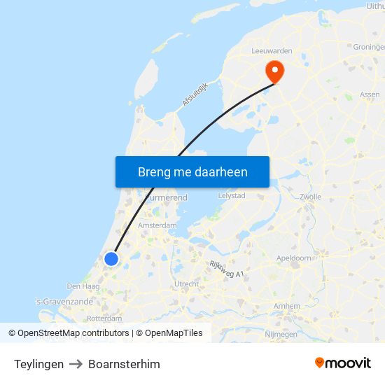 Teylingen to Boarnsterhim map