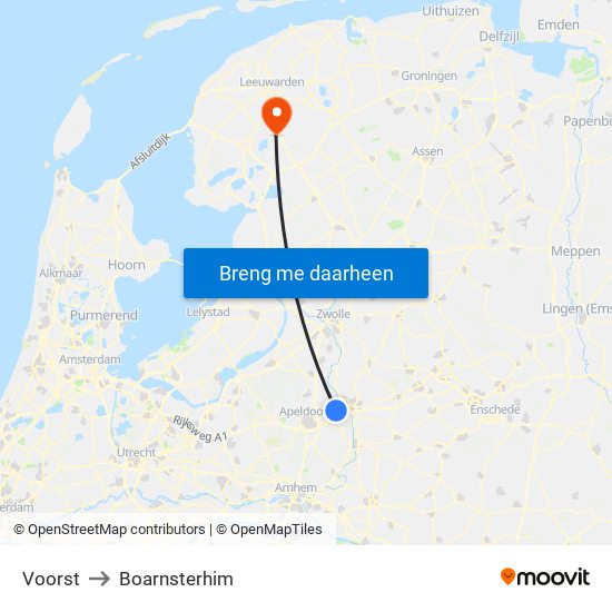 Voorst to Boarnsterhim map