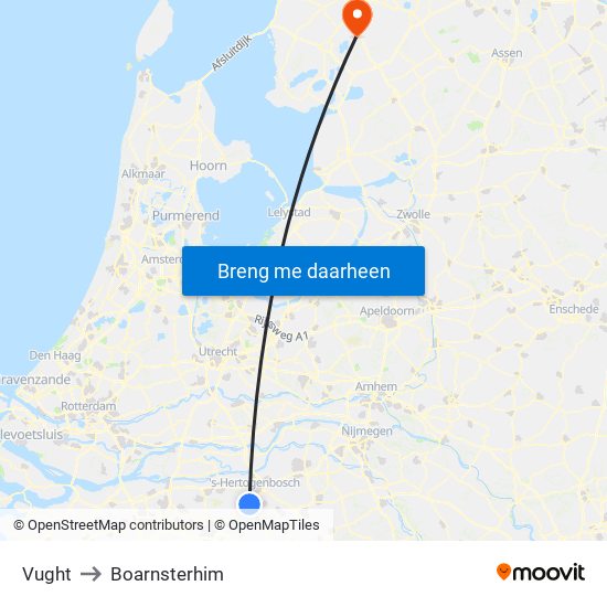 Vught to Boarnsterhim map