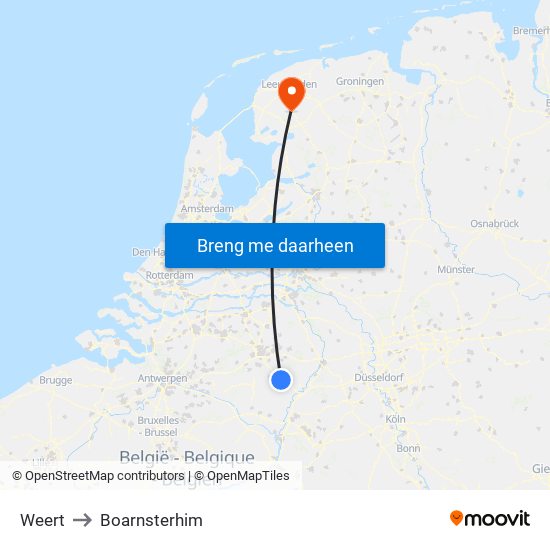 Weert to Boarnsterhim map