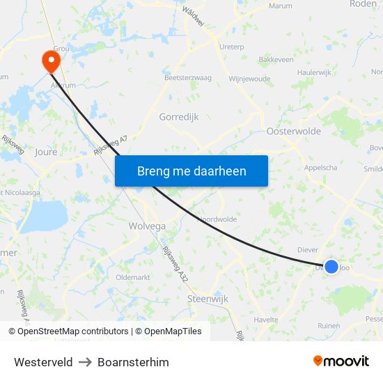 Westerveld to Boarnsterhim map