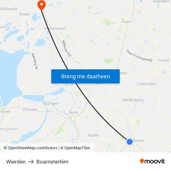 Wierden to Boarnsterhim map