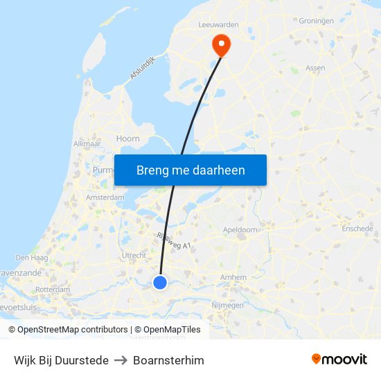 Wijk Bij Duurstede to Boarnsterhim map
