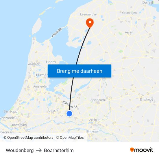 Woudenberg to Boarnsterhim map