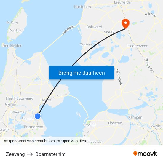 Zeevang to Boarnsterhim map