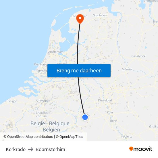 Kerkrade to Boarnsterhim map