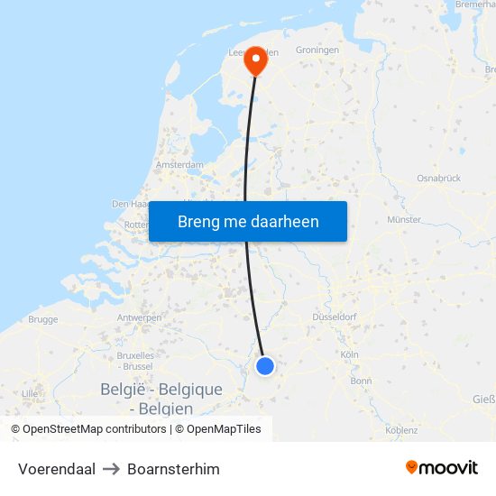 Voerendaal to Boarnsterhim map