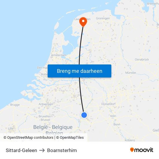 Sittard-Geleen to Boarnsterhim map