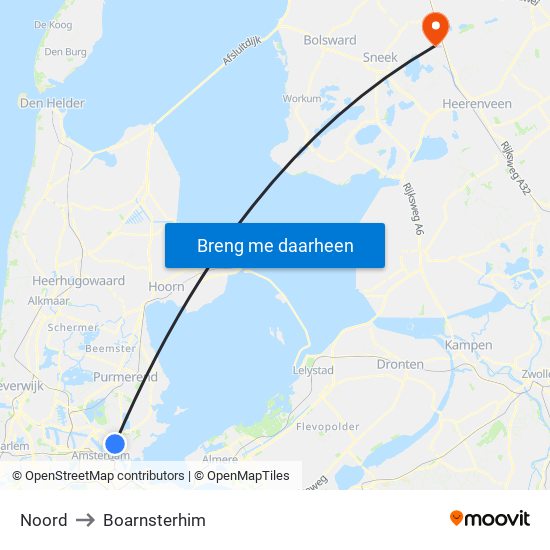 Noord to Boarnsterhim map