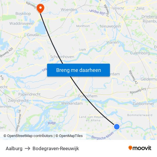 Aalburg to Bodegraven-Reeuwijk map