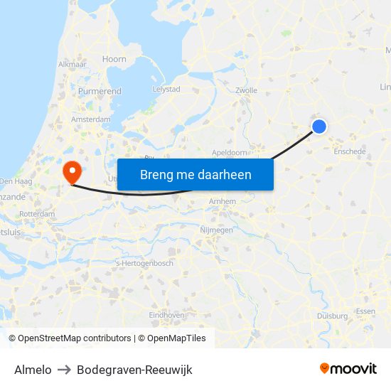 Almelo to Bodegraven-Reeuwijk map