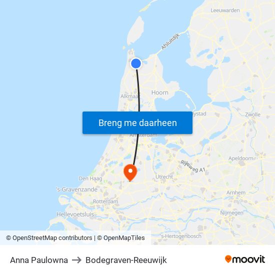 Anna Paulowna to Bodegraven-Reeuwijk map