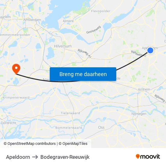 Apeldoorn to Bodegraven-Reeuwijk map