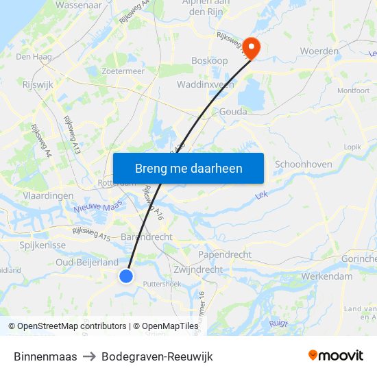 Binnenmaas to Bodegraven-Reeuwijk map