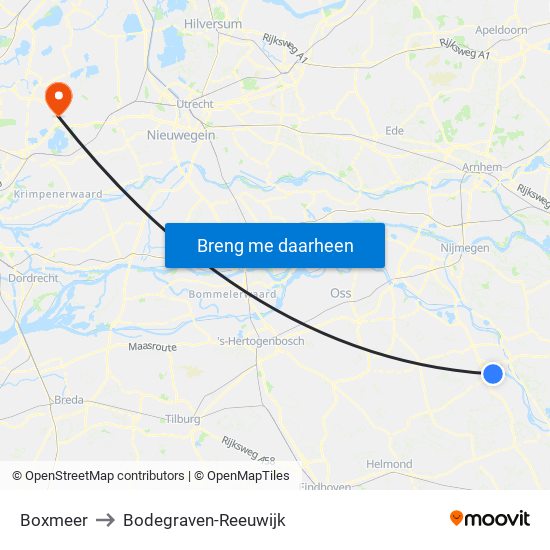 Boxmeer to Bodegraven-Reeuwijk map