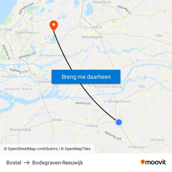 Boxtel to Bodegraven-Reeuwijk map