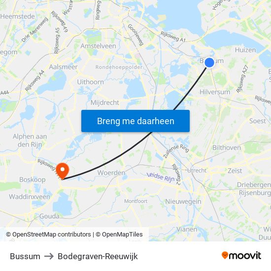 Bussum to Bodegraven-Reeuwijk map