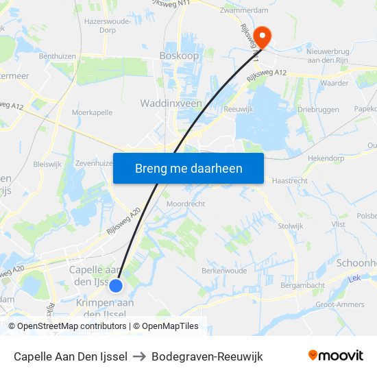 Capelle Aan Den Ijssel to Bodegraven-Reeuwijk map