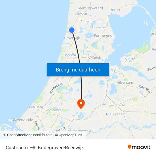 Castricum to Bodegraven-Reeuwijk map