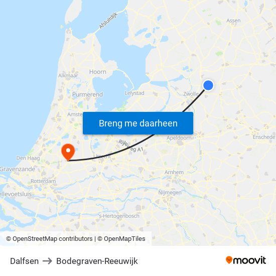 Dalfsen to Bodegraven-Reeuwijk map