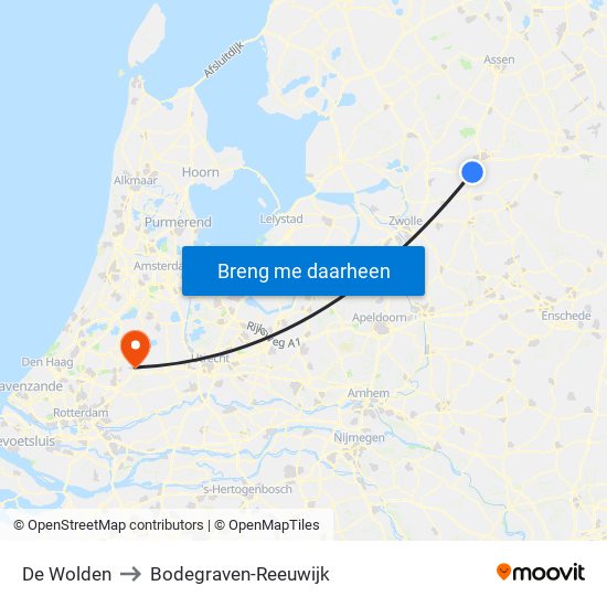 De Wolden to Bodegraven-Reeuwijk map