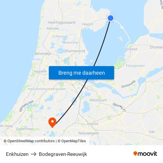 Enkhuizen to Bodegraven-Reeuwijk map