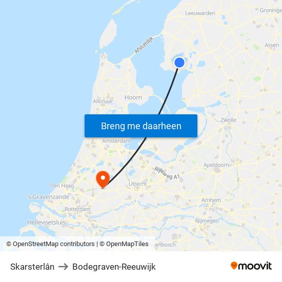 Skarsterlân to Bodegraven-Reeuwijk map