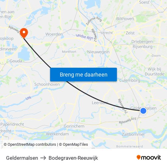 Geldermalsen to Bodegraven-Reeuwijk map