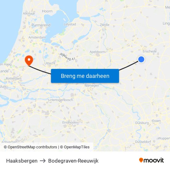 Haaksbergen to Bodegraven-Reeuwijk map