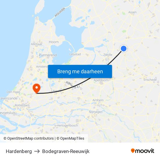 Hardenberg to Bodegraven-Reeuwijk map