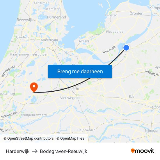 Harderwijk to Bodegraven-Reeuwijk map