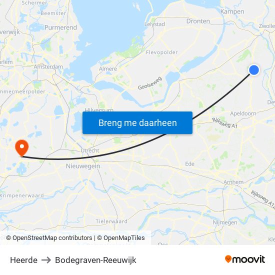 Heerde to Bodegraven-Reeuwijk map