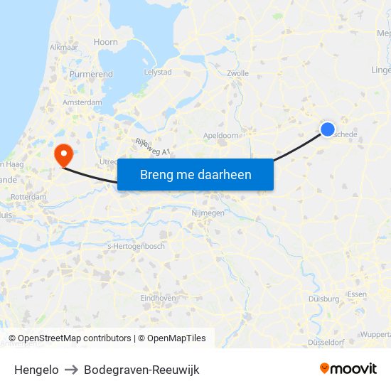 Hengelo to Bodegraven-Reeuwijk map