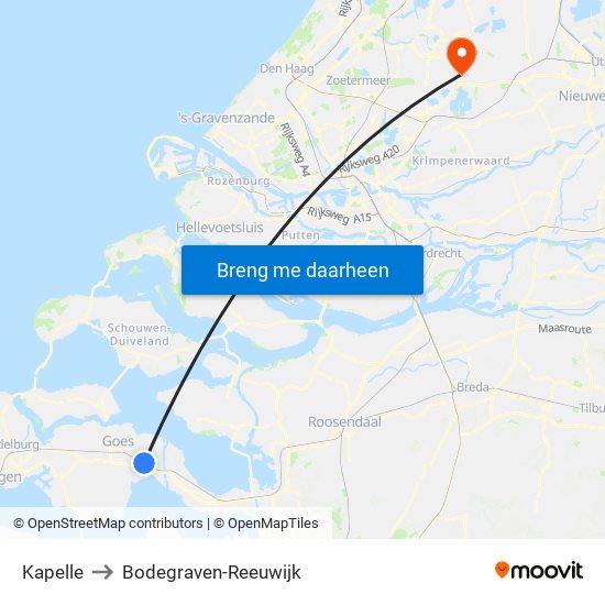 Kapelle to Bodegraven-Reeuwijk map