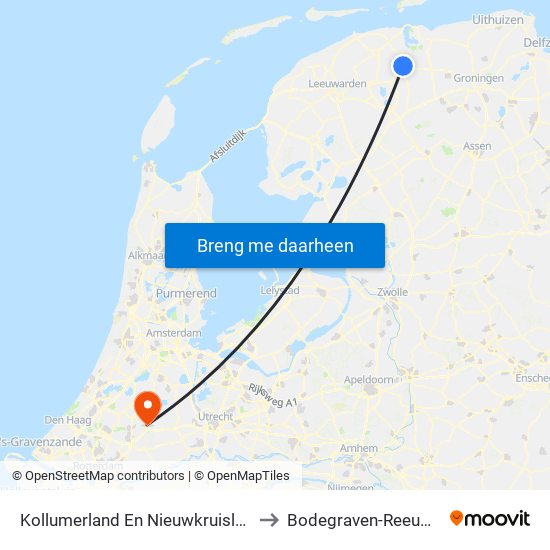 Kollumerland En Nieuwkruisland to Bodegraven-Reeuwijk map