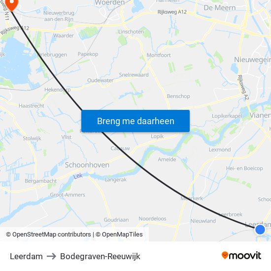 Leerdam to Bodegraven-Reeuwijk map