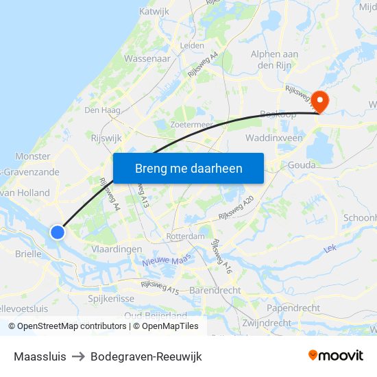 Maassluis to Bodegraven-Reeuwijk map