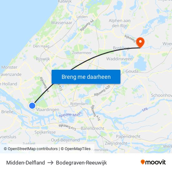 Midden-Delfland to Bodegraven-Reeuwijk map