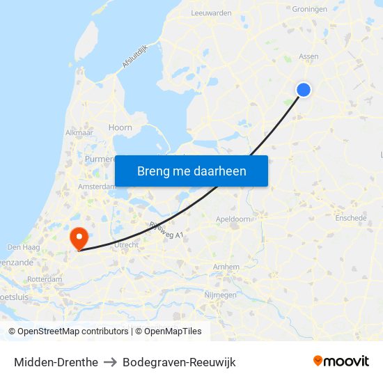 Midden-Drenthe to Bodegraven-Reeuwijk map