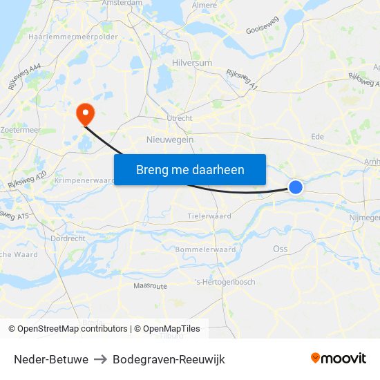 Neder-Betuwe to Bodegraven-Reeuwijk map