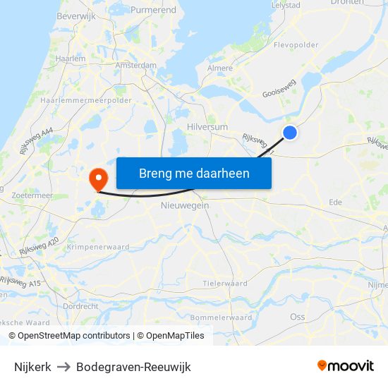 Nijkerk to Bodegraven-Reeuwijk map