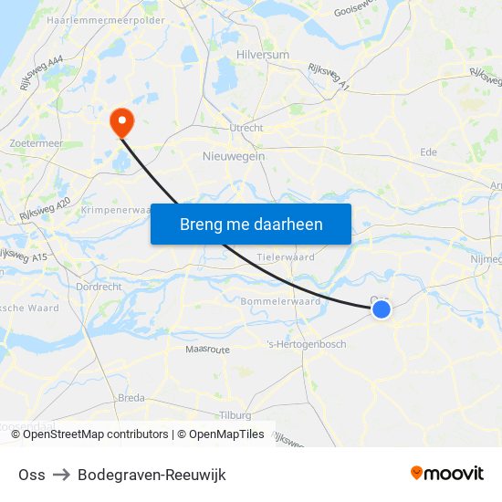 Oss to Bodegraven-Reeuwijk map