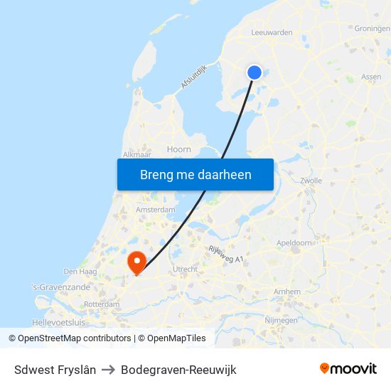 Sdwest Fryslân to Bodegraven-Reeuwijk map