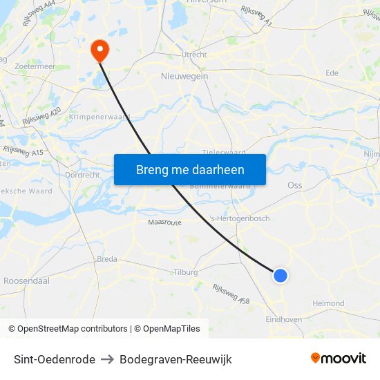 Sint-Oedenrode to Bodegraven-Reeuwijk map